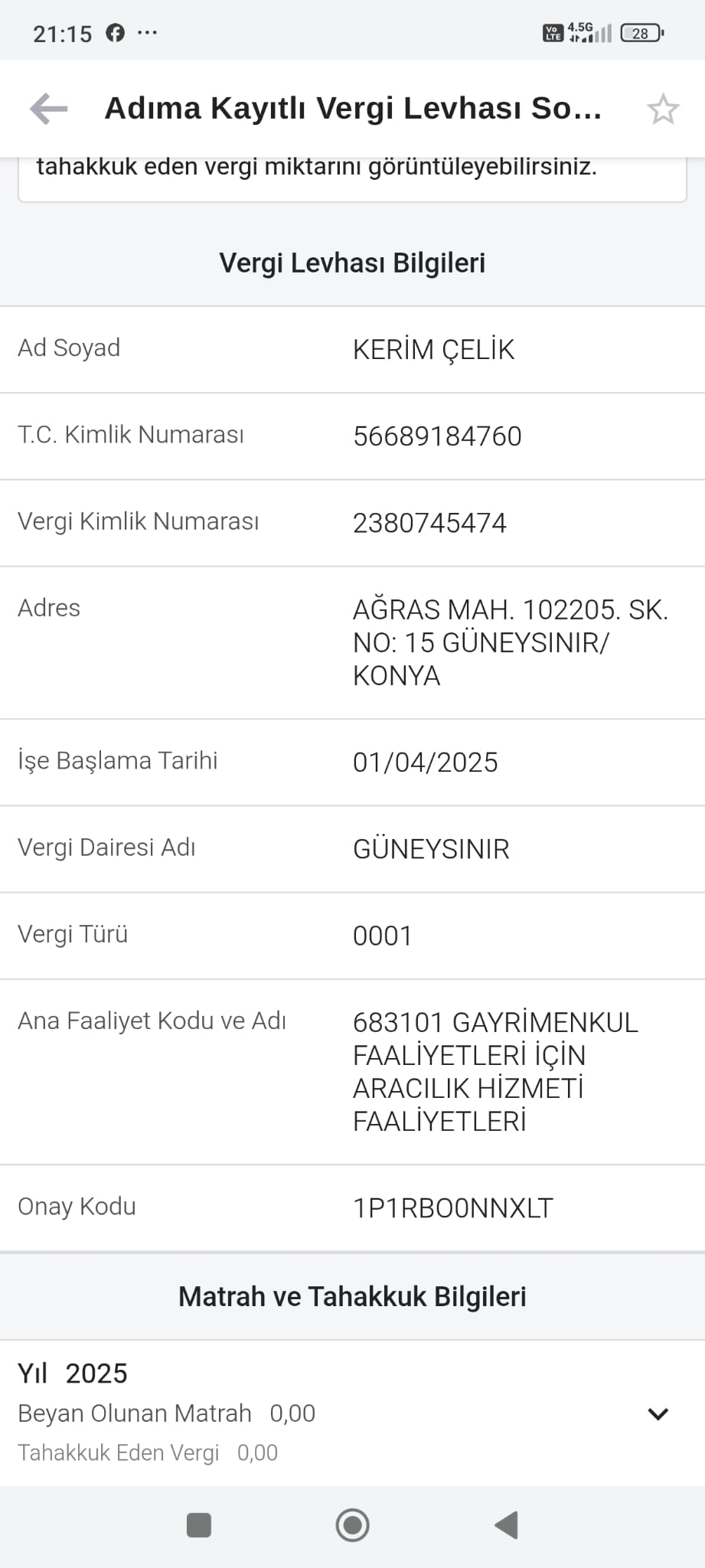 Yetki/Vergi Belgesi